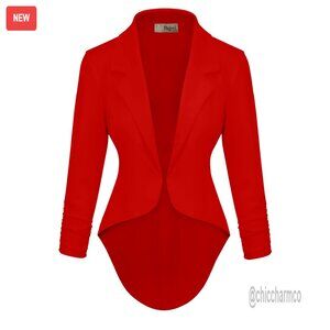 High Low Blazer Jacket for Casual Work Wear, Structured Fit